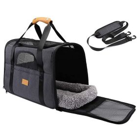 Portable Cat Carrier, Soft Sided Cat Carrier for Medium Pet Airline Approved (Color: black)