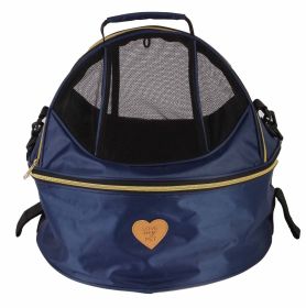 Pet Life 'Air-Venture' Dual-Zip Airline Approved Panoramic Circular Travel Pet Dog Carrier (Color: navy)