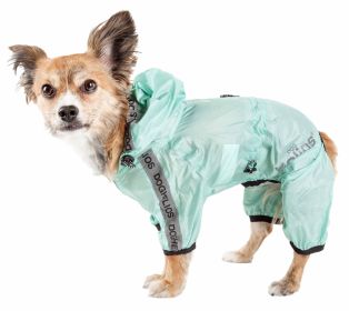 Dog Helios 'Torrential Shield' Waterproof Multi-Adjustable Full Bodied Pet Dog Windbreaker Raincoat (Color: green, size: large)