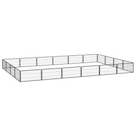 20-Panel Dog Playpen Black 39.4"x19.7" Powder-coated Steel (Color: black)