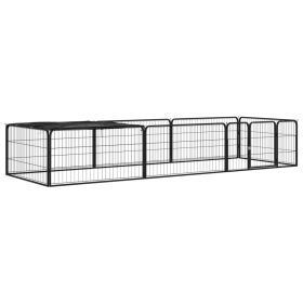 8-Panel Dog Playpen Black 39.4"x19.7" Powder-coated Steel (Color: black)