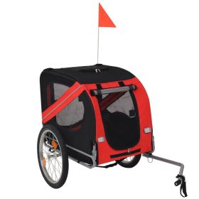Dog Bike Trailer Red and Black (Color: Red)