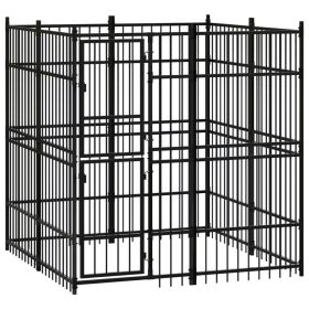 Outdoor Dog Kennel Steel 39.7 ft² (Color: black)