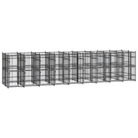 Outdoor Dog Kennel Steel 178.6 ft² (Color: black)