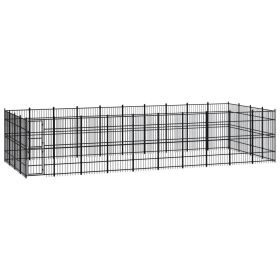 Outdoor Dog Kennel Steel 396.8 ft² (Color: black)