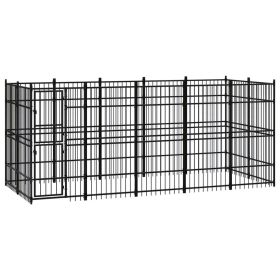 Outdoor Dog Kennel Steel 99.2 ft² (Color: black)