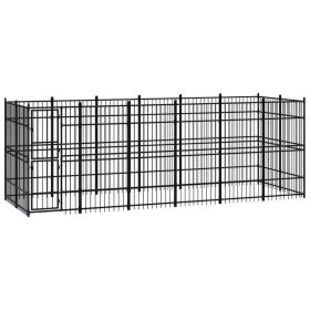 Outdoor Dog Kennel Steel 119 ft² (Color: black)