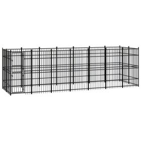 Outdoor Dog Kennel Steel 138.9 ft² (Color: black)