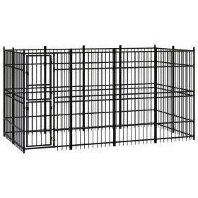Outdoor Dog Kennel Steel 79.3 ft² (Color: black)