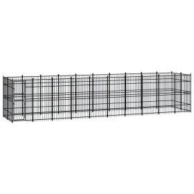 Outdoor Dog Kennel Steel 198.4 ft² (Color: black)