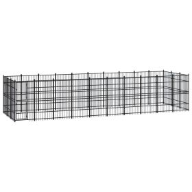Outdoor Dog Kennel Steel 297.6 ft² (Color: black)