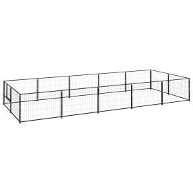 Dog Kennel Black 107.6 ftÂ² Steel (Color: black)