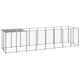 Dog Kennel Silver 52.1 ft² Steel (Color: Silver)