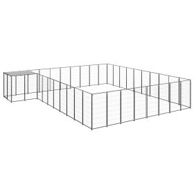 Dog Kennel Black 273.5 ft² Steel (Color: black)